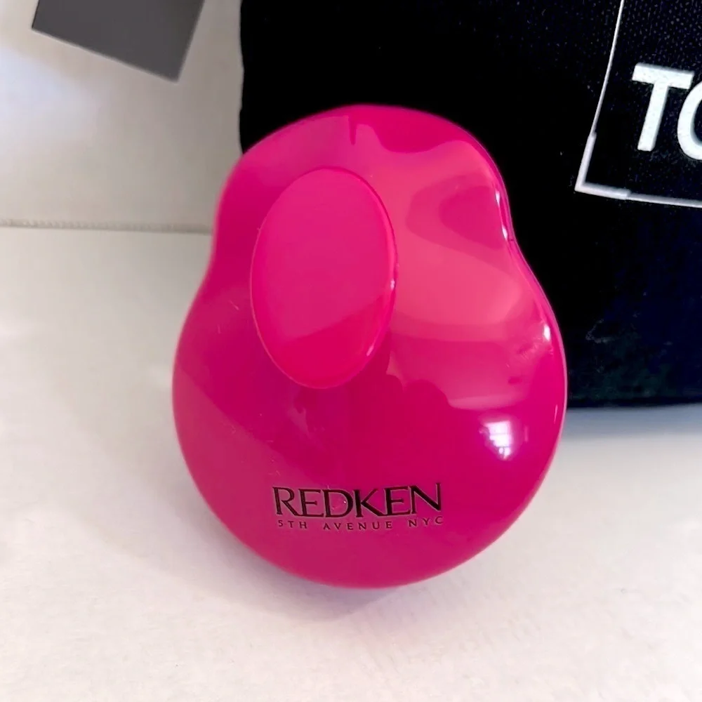 Redken Black and Pink Cosmetic Bag with matching hair and scalp massager NWT